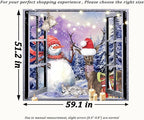 QGHOT Christmas Window Tapestry Wall Hanging Christmas Backdrop Winter Window Wall Decor Xmas Snowman Deer Tapestries for Bedroom Living Room Dorm Holiday Party Decoration