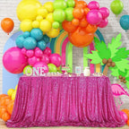 QueenDream Rectangular Sequin Tablecloth 90 x 132 inch Sparkly Patio Table Cloth for Spring Party Wedding Baby Shower Table Decoration Fuchsia