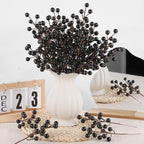 40 Pcs Artificial Berry Stems Branches, Halloween Black Faux Holly Berries Picks Ornaments for Christmas Tree Wreath DIY Craft Decorations Holiday Home Decor (40, Black)