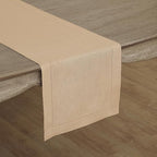 Solino Home Linen Table Runner 36 Inches - 100% Pure Linen Beige Hemstitch Table Runner 14 x 36 Inch Ideal for Dresser and Coffee Tables - Fall, Autumn, Thanksgiving, Christmas - Classic Hemstitch