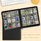 Trading Card Binder 12 Pocket, 720 Pockets Card Binders, Card Collection Binder, Card Album Folder for MTG, TCG, Sports Cards, Game Cards (Black)