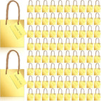 Sherr 100 Pack Mini Gift Bags Bulk, 4 x 2.75 x 4.5 Inches Paper Bags with Tags, Extra Small Paper Gift Boxes with Handles for Birthday, Party Favors, Weddings, Small Business(Gold)