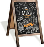 Ilyapa Wooden A-Frame Sign with Eraser & Chalk - 21 x 30 Inches Magnetic Sidewalk Chalkboard – Stained Wood Menu for Restaurant, Business or Wedding