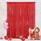 Eternal Beauty Red Sequin Backdrop, 7x7 Ft Glitter Background Curtains for Christmas Shimmer Photography Party Wedding Birthday Back Drop Decor