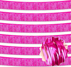 6 Pack 10 Ft Fuchsia Foil Fringe Garland Metallic Streamers Tinsel Banner Wall Hanging Garland Backdrop for Parade Floats, Halloween, Christmas, Thanksgiving, New Year Party Decorations