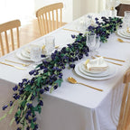 Mizii Blue Artificial Flower Garland 6FT Fake Wildflower Floral Garland Hanging Vines Spring Summer Flowers Decorations for Mantle Table Centerpieces Room Wall Fireplace Wedding Decor (Navy Blue)