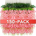 Wisteria Hanging Flowers,Fake Hanging Flowers,Wisteria artificiales Garland for Home Wedding Arch Floral Party Garden Ceremony Outdoor Decor,3.6 feet Long(150,Pink)