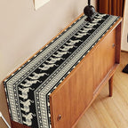 Ethnic Table Runner, Rustic Farmhouse Boho Geometric Elephant Aztec Tribal Print Black Table Center Decor for Home Kitchen Dining Patio Holiday Party Indoor Outdoor Table Decorations, 13"x90" Inch
