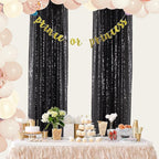 ShinyBeauty Black Sequin Curtains 2FTx8FT 4 Panels | Sparkly Photo Backdrop for Birthday, Halloween, Events | Elegant Glitter Background for Photography