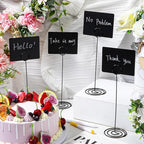 TecUnite 12 Pcs Mini Chalkboard Signs, 4"x3" Small Chalkboard Label with Metal Stand 2 Water Based Chalk for Food Buffet Tabletop Blackboard Sign for Party Bakery(Black,8.7 x 2.8 in)