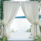 40×14ft Wrinkle Free Ivory Backdrop Curtain, Soft Silky Easy to Drape Cream Wedding Drapes for Backdrop, 8 Panels 5×14ft Photo Backdrop Curtains for Parties Birthday Photography Background Cloth