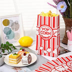 300 Pcs Paper Popcorn Bags Bulk 2 oz Large Flat Bottom Boxes Red and White Disposable Container Sleeve Movie Night Popcorn Bucket for Retro Movie Themed Party Carnival Supplies (Red and White)