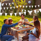 Tatuo 200 Feet Solid Pennant Banners Flags String Triangle Hanging DIY Bunting Flags Party Decorations for Grand Opening Party Banners for Kids Birthday, Shops (White)