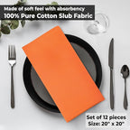 Urban Villa Cloth Napkins Halloween Dinner Napkins Solid Orange Color 20''x20'' (Set of 12) 100% Cotton Slub Absorbent Napkins Soft Durable Reusable Washable Ideal for Events Parties Everyday use