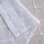 MYSTIC-HOME Embroidery White Sheer Curtains 84 Inches Long, Rod Pocket Sheer Drapes for Living Room, Bedroom, 2 Panels, 52"x84", Semi Crinkle Voile Window Treatments for Yard, Patio, Villa, Parlor.