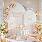 White and Beige Arch Backdrop Cover for Wedding, 7.2FT 6FT Set of 2 Stretchy Spandex Fitted Arch Stand Cover for Baby Shower, Birthday Party Decor, Chiara Backdrop Cover with Double-Sided Design