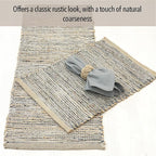 Chardin home Natural Jute Table Runner 13x36 Inch – Vintage Boho Rustic Table Decor – Handwoven Table Runner in Natural Jute and Grey – Farmhouse Dining or Console Table Accent