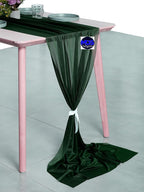 MDS 2 Pack 14ft Chiffon Table Runner 29 x 170 Inches Sheer Wedding Runner Romantic Rustic Table Runner for Wedding Decorations, Birthday Parties, Bridal Shower Party Arch Decor - Hunter Green