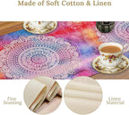 Vintage Mandala Table Runner, Bohemian Indian Purple Starry Colorful Floral Print Table Runner for Home Kitchen Dining Table Party Decor, 13x36inch