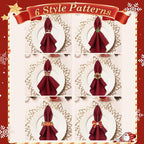 KPOSIYA 12PCS Christmas Napkin Rings Set of 6 and 6pcs Red Napkins Cloth, Metal Xmas Napkin Ring Holders for Winter Christmas Holiday Dinner Party Table Decoration