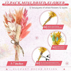 Layhit 12 Pack Boho Dried Flower Bouquet Mini Wedding Handmade Dry Flowers Decor for Vase Crafts DIY Photo Boutonniere for Men Floral Plant for Bridesmaid Gift Birthday Decor