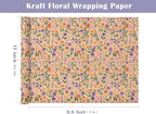 WRAPAHOLIC Kraft Floral Wrapping Paper Roll - Mini Roll - 17 Inch x 9.8 Feet - Vintage Flower Wrapping Paper, Perfect for Wedding, Birthday, Bridal Shower, Tea Party
