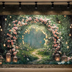 6x6ft Enchanted Forest Wedding Photography Backdrop Wonderland Roses Fairy Tale Backdrop Pink Flower Birthday Newborn Baby Shower Wedding Bridal Party Banner Photo Booth Props Anniversary Background