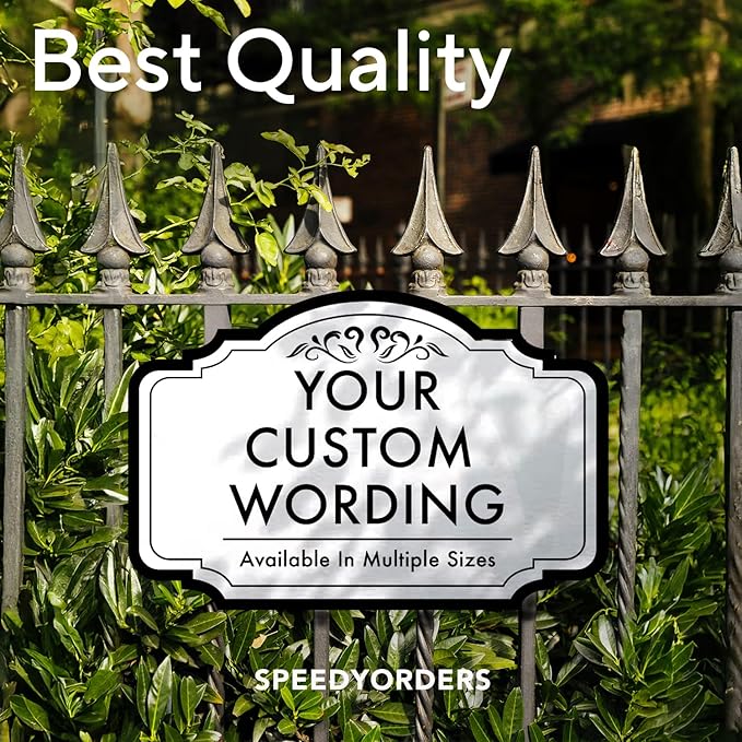 Custom Decorative Outdoor Metal Sign - Personalized Aluminum Driveway Sign, Waterproof, Made in USA - Design 2 Metallic Silver 36x24 In