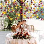 Fall Party Decoration Orange Yellow Brown Burgundy Felt Hanging Triangle Mini Bunting Pennant Banner Flag for Autumn Thanksgiving Harvest Birthday Wedding Baby Shower Party Classroom Nursery Decor