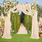 Arch Drapes for Wedding Arch Draping Fabric Champagne Sheer Backdrop Curtain for Ceremony Bridal Party Decor 19Ft Length x 28" Width 1 Panel