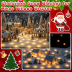 VIHOSE Christmas Snow Blanket with LED Lights String Pre Lit Artificial Fake Snow Blanket Roll Lighted Table Runner for Christmas Tree Village Display Winter Holiday Decor(Warm Light,59'' X 16'')
