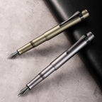Hongdian M2 Black Forest Mini Fountain Pen, Bent Nib & Sleek Shape Aluminium Short Pocket Travel Pen (Space Gray)