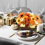 3 Pcs Fall Thanksgiving Tables Centerpieces Mason Jar Table Decor Set, Farmhouse Autumn Pumpkin Maple Leaf Branches Potted Plant with Wood Tray & LED Light, Harvest Dining Table Centerpieces