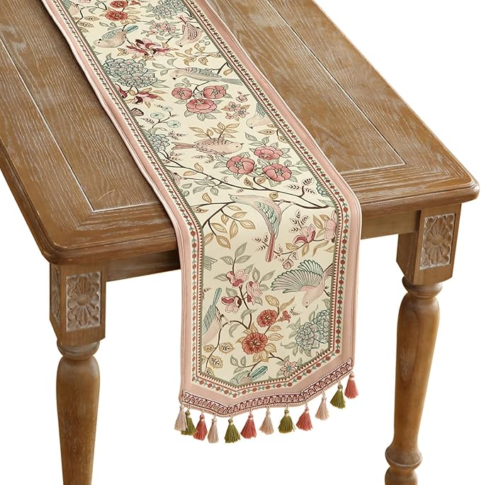 patdrea Velvet French Table Runner Farmhouse for Home Kitchen Dining Decor Parties Family Dinners Wedding 12"*63"