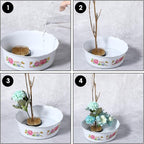 4/Set Flower Frog Japanese Ikebana Flower Arrangement Kenzan Kit, 2.4”Round Floral Frog Moribana+1.6”Square Ikebana Kenzan+2.1”x1.4”Rectangle Pin Frog+1.4”Round