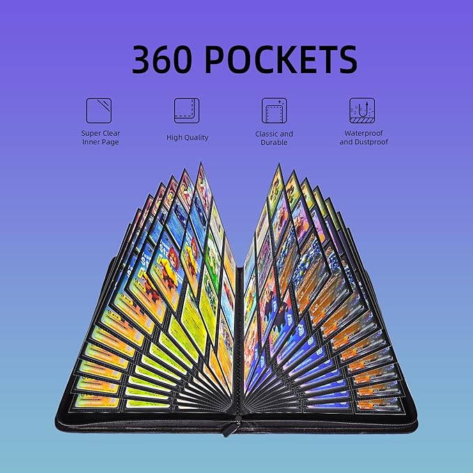 9 Pockets Premium Card Binder 360 Cards Trading Card Binders Zip Card Storage Display Album(9 Pocket 360 Card Slot,White)