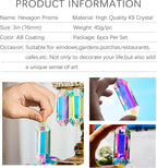 6 Pack 3'' Crystal Sun Catchers, AB Color Hanging Ornaments for Windows Sticks Prism Suncatchers for Garden Home Decor Office Living Room Windows Crystal Rainbow Maker