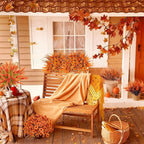 Faux Fall Flowers Outdoor, 16Pcs Artificial Fall Flowers UV Resistant Autumn Plastic Flowers Plants Fall Greenery Shrubs for Outside Porch Patio Garden House Thanksgiving Decor