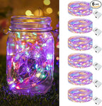 btfarm 6 Pack Fairy Lights Battery Operated [3 Modes], 7ft 20 Led Twinkle Lights String Lights Waterproof Bulk Small Mini Silver Wire for Mason Jars Vases Wedding Table Centerpiece, Multicolor