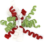 6" Metallic Glitter Red and Lime Green Self Adhesive Curly Ribbon Gift Wrap Bows for Christmas, Holiday, Birthday, Wedding, Presents, Party Favors Decorations 6-Count