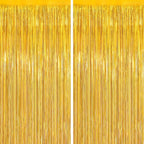 2Pack Gold Party Streamers, Gold Metallic Tinsel Streamers for Birthday Wedding Party Decors Graduation, Baby Shower, Photo Booth Props for Bachelorette Decors Xmas Halloween Party Supplies Backdrop