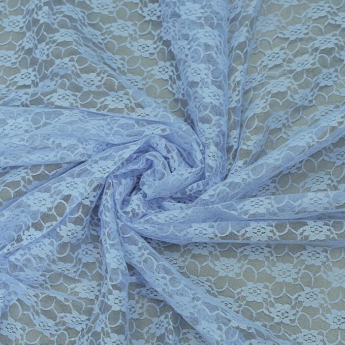 MDS Pack of 15 Wedding 12 x 108 inches Lace Table Runner for Wedding, Decorations for Birthday Parties, Banquets, Graduations, Engagements, and Runners fit Rectangle, Round Table- Baby Blue
