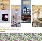 Brown Bird Floral Table Runner Spring Flower Kitchen Table Decoration Suitable for Family Dinner Decoration 13x108 Inch