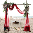 MDS Halloween Chiffon Draping Fabric - 2 Panel, 30" Wide x 30ft Long - Sheer Spooky Arbor & Canopy Drapery for Haunted House Backdrops, Party Ceilings, DIY Costumes & Themed Events - Apple Red