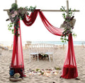 MDS Halloween Chiffon Draping Fabric - 2 Panel, 30" Wide x 20ft Long - Sheer Spooky Arbor & Canopy Drapery for Haunted House Backdrops, Party Ceilings, DIY Costumes & Themed Events - Apple Red