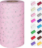 Glitter Tulle Rolls, 6' by 50 Yards (150FT) Sequin Tulle Netting Fabric for Tutu Skirts Sewing Birthday Wedding Party Decoration (Light Pink)
