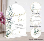 Acrylic Wedding Signs, Greenery Theme Bouquet Bar Sign, Wedding Reception Signage, Bridal Shower Table Decor with Stand, Bouquet Bar Supplies for Engagement, Anniversary, Newlywed Event and Party, 05