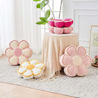 Flower Pillow, Soft Flower Decorative Throw Pillow, Cute Daisy Flower Shaped Seating Floor Cushion Room Décor Plush Pillows for Sofa Couch Bed (17.7 Inch, Hot Pink)