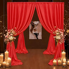 40ft x 10ft Thick Red Backdrop Curtains for Parties, 8 Panels 5ft x 10ft Non See Through Red Polyester Wedding Drapes Photo Backdrop for Birthday Party Graudation Photography Home Decor