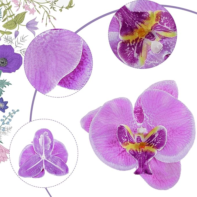 40 Pieces Orchid Petals Artificial Decorations Wedding Party Orchids Heads Flowers Faux Silk Phalaenopsis Butterfly Flower Heads for DIY Craft Home (Light Purple)
